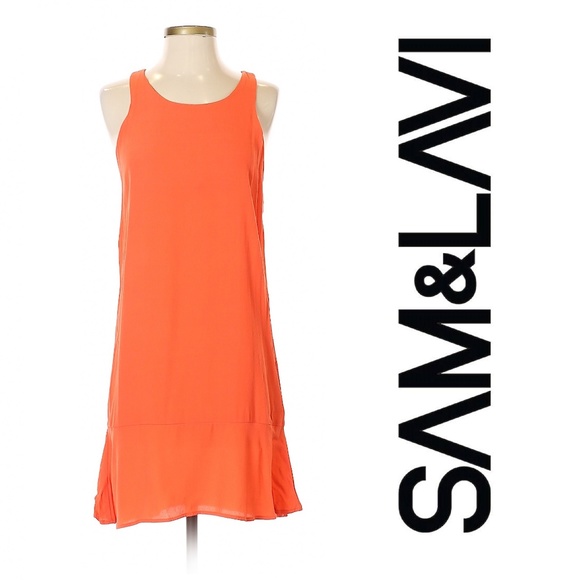 Sam & Lavi Dresses & Skirts - {Anthro} SAM & LAVI Shift Dress Flutter Hem Orange